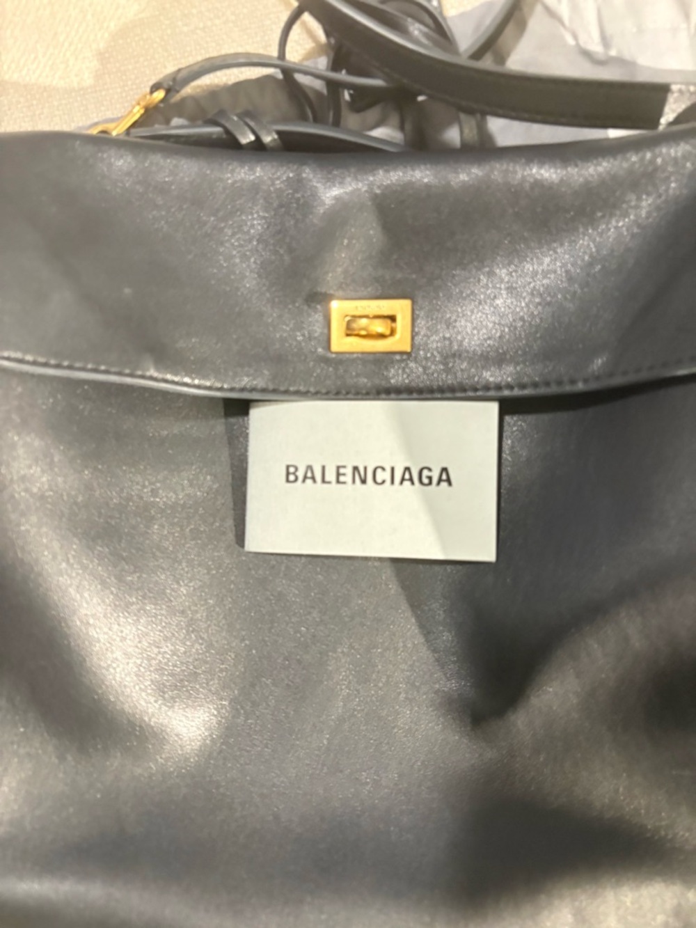 Balenciaga Black Leather Shoulder Bag with Gold Hardware - Picture 9 of 9